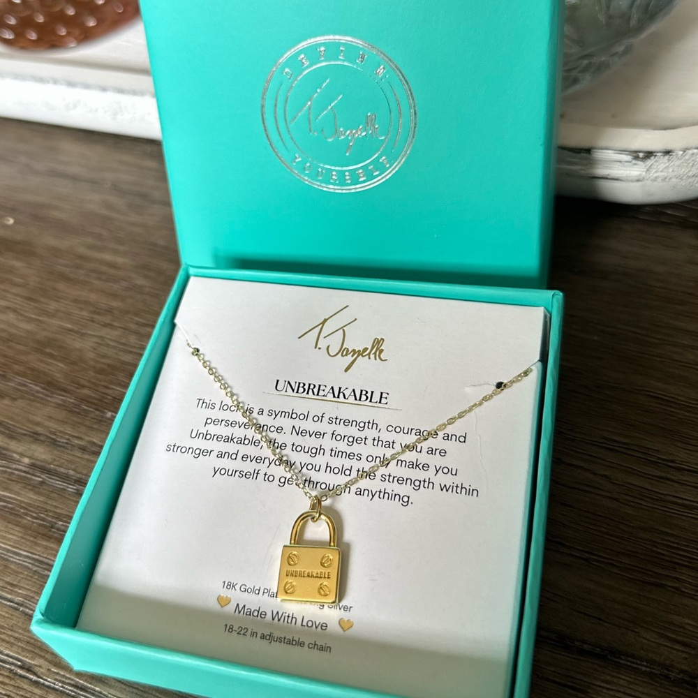 T. Jazelle Unbreakable Gold Charm Necklace BRAND NEW